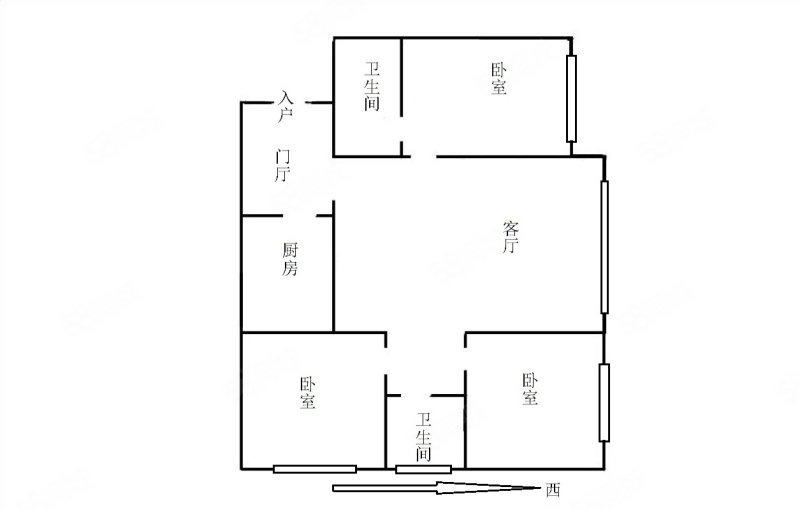 中加麓秀3室2厅2卫98.68㎡西北150万