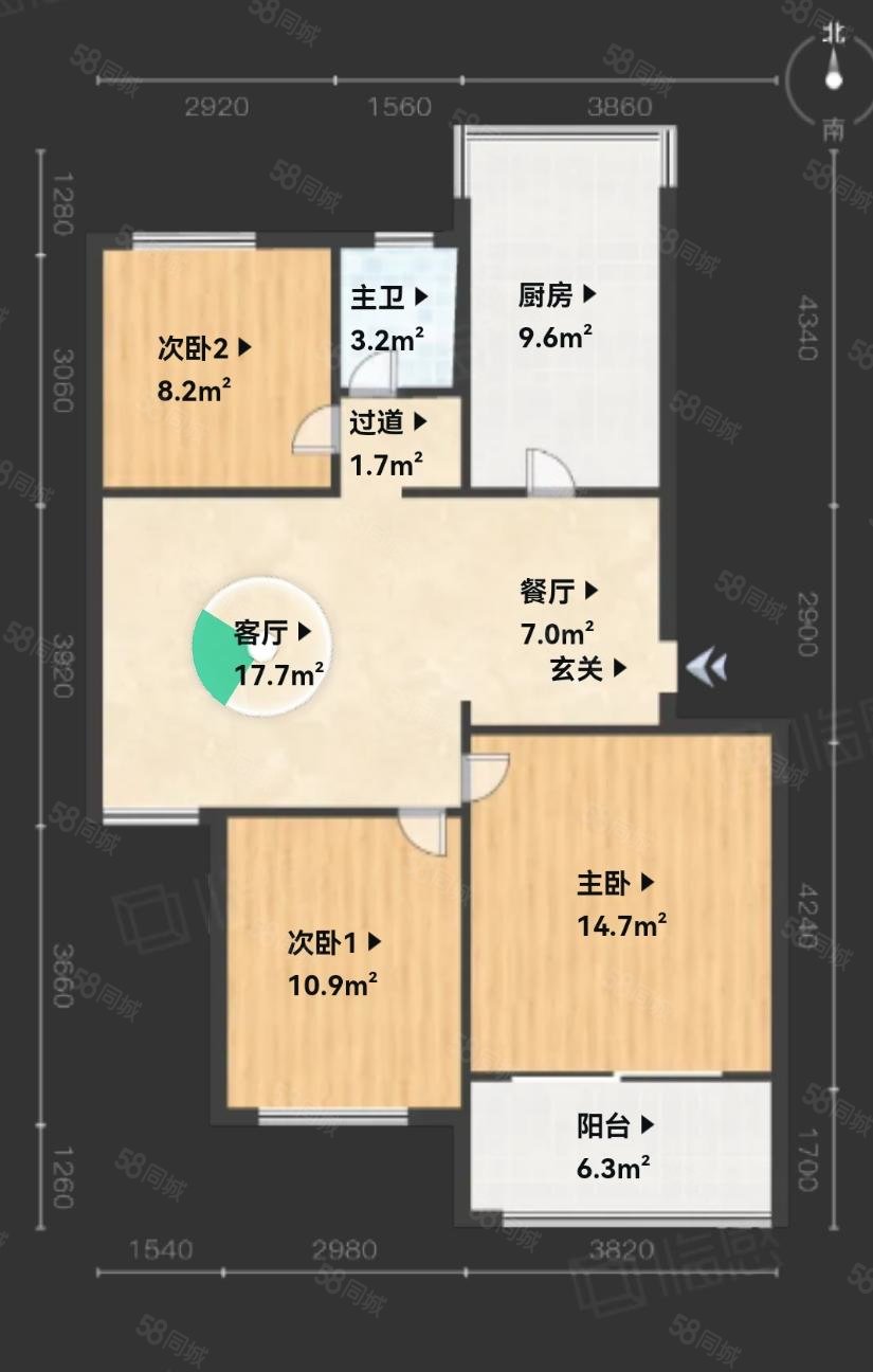 雅安小区3室2厅1卫86.25㎡南160万