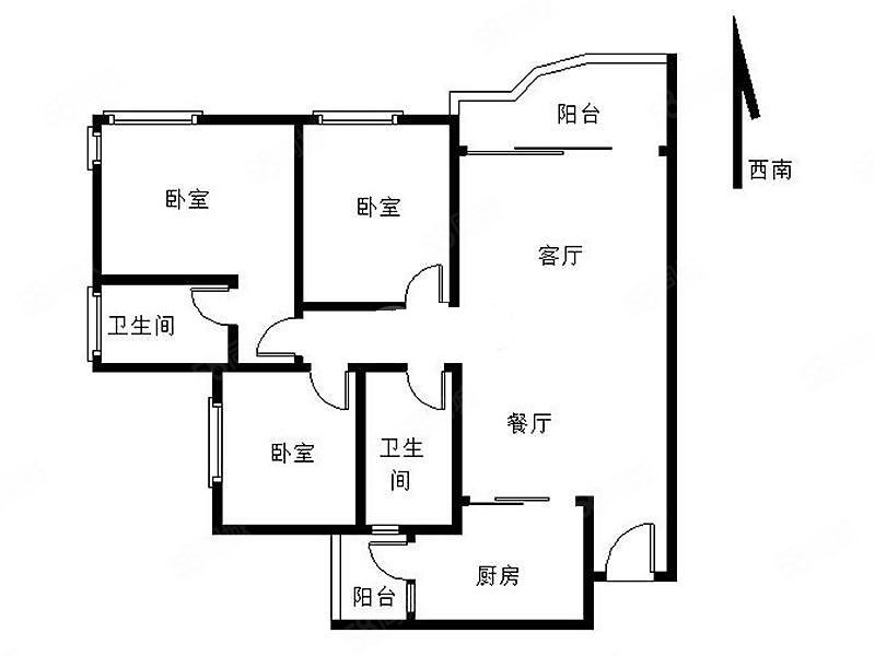 中城康桥花园(二期)3室2厅1卫87.13㎡西南335万