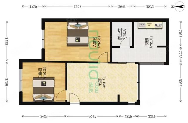 路桥三分公司家属区2室1厅66.37㎡47万二手房图片