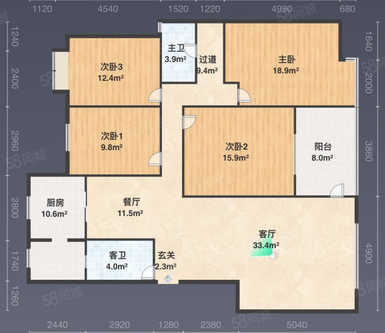 合景泰富云湖天镜3室2厅2卫118㎡南北83万