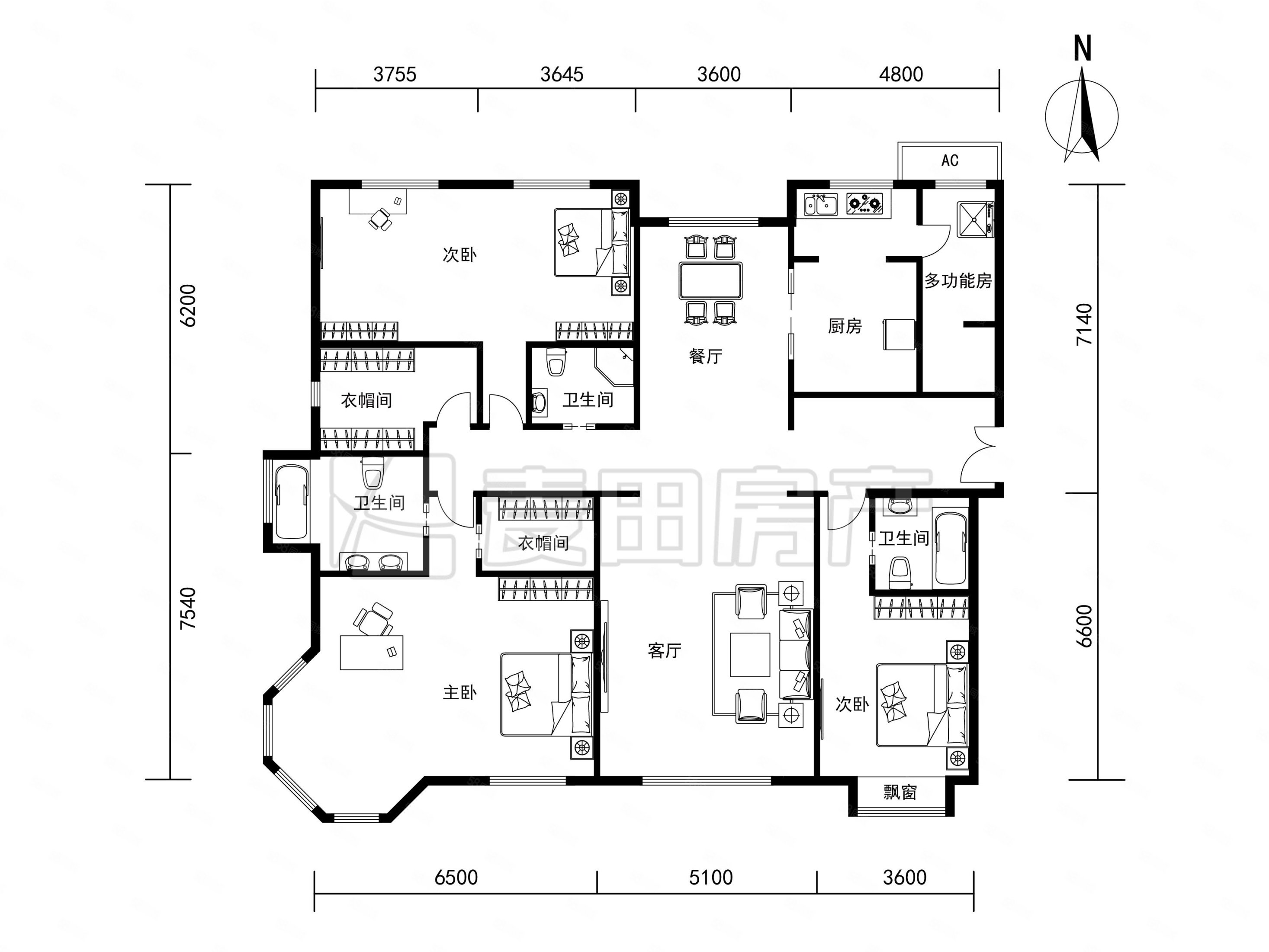 润泽公馆4室2厅3卫272.05㎡南北2560万