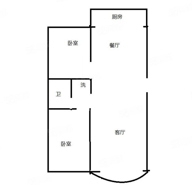 准噶尔小区2室2厅1卫64.4㎡南北39.8万