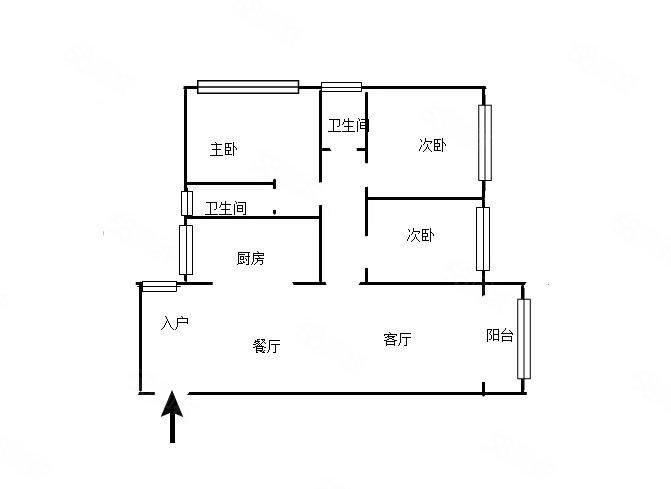 云岭花园3室2厅2卫106㎡南北47.8万