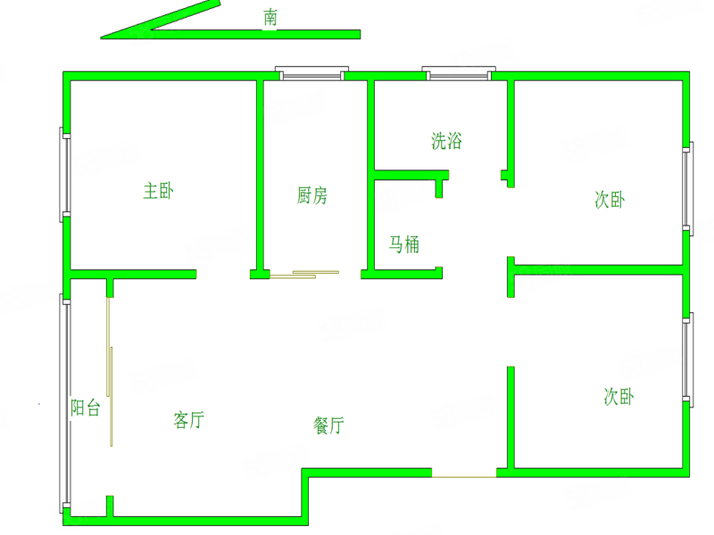 万科海上传奇3室2厅1卫93.16㎡南北198万