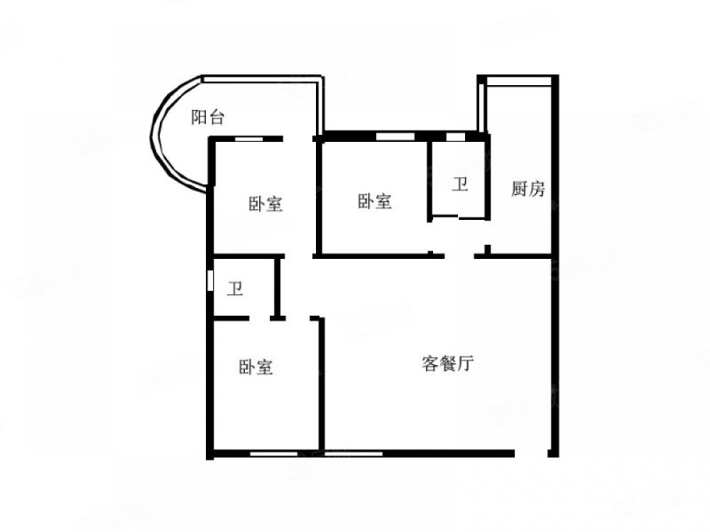 鸿景楼3室2厅2卫101.74㎡北440万