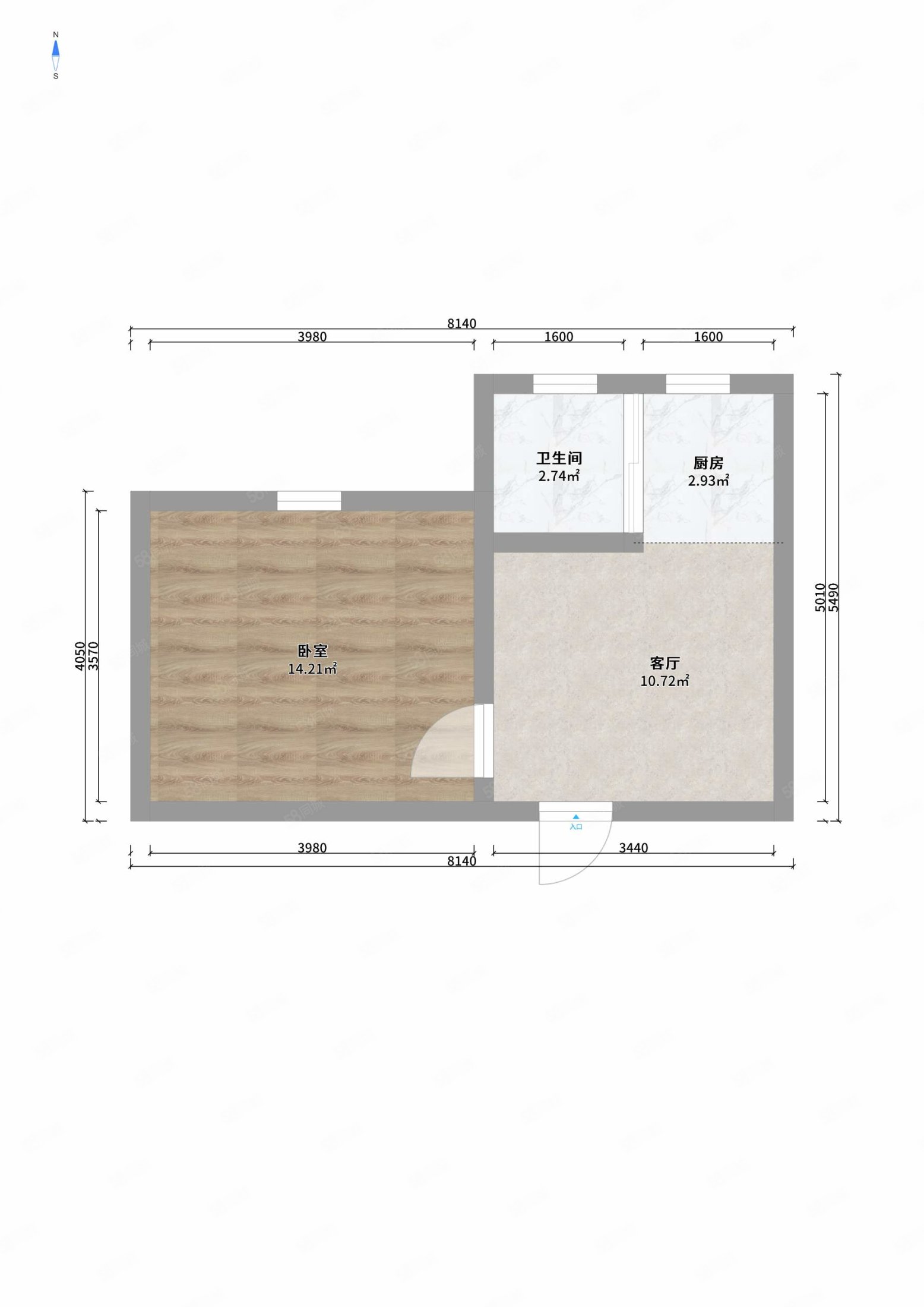 幸福大院171号1室1厅1卫45㎡南58万