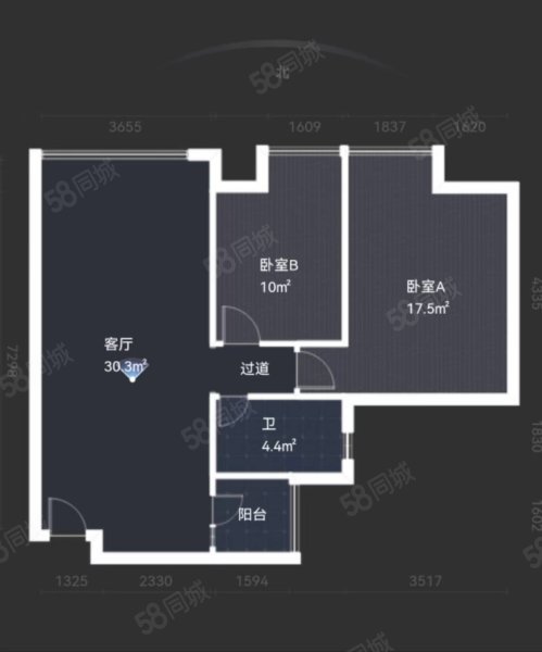 金泉花园2室2厅1卫77㎡北167万