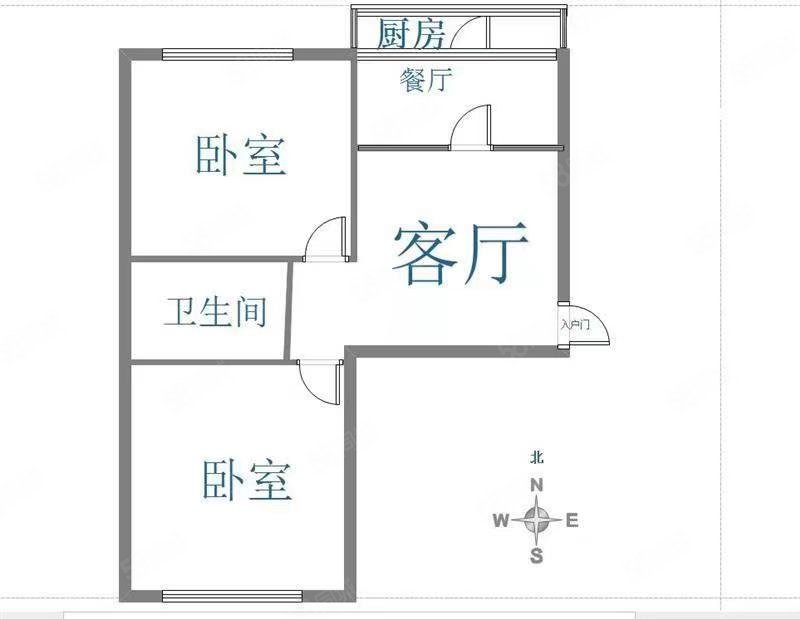 粮库宿舍楼小区2室1厅1卫67.9㎡南北33万