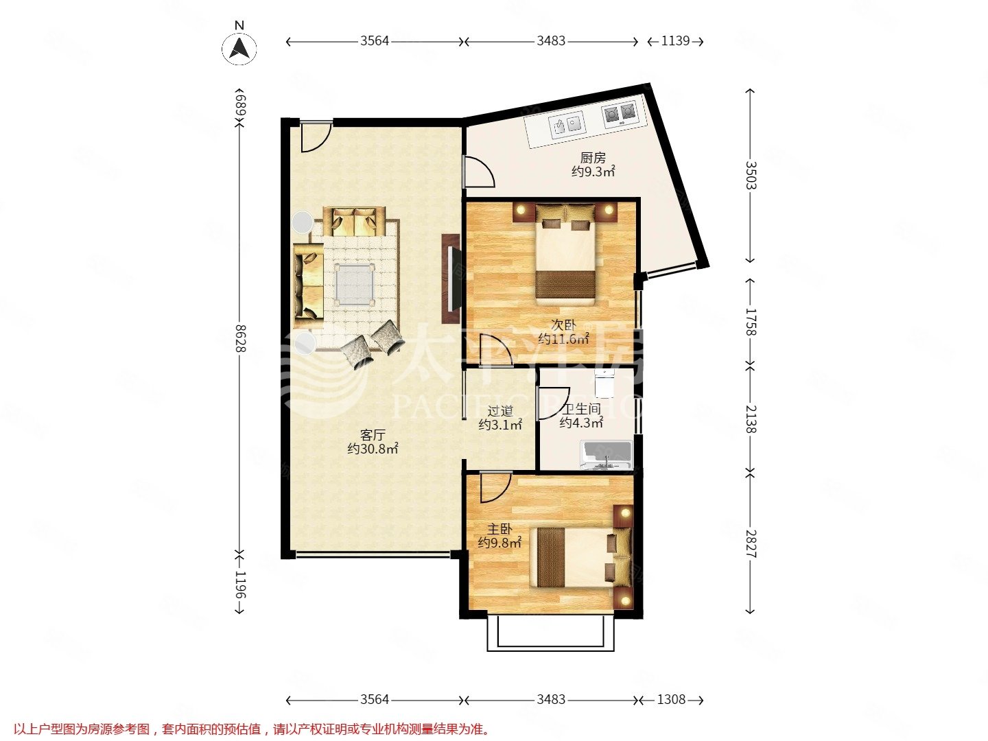 融创滨江壹号院2室2厅1卫99.17㎡南1470万