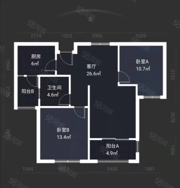 华村苑2室2厅1卫94㎡南150万