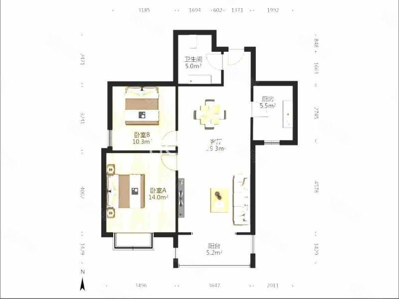 凯旋城2室2厅1卫93.35㎡南148万