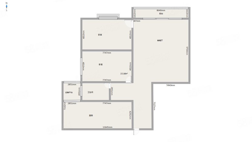 东正棕榈泉2室2厅1卫85㎡南北59.8万
