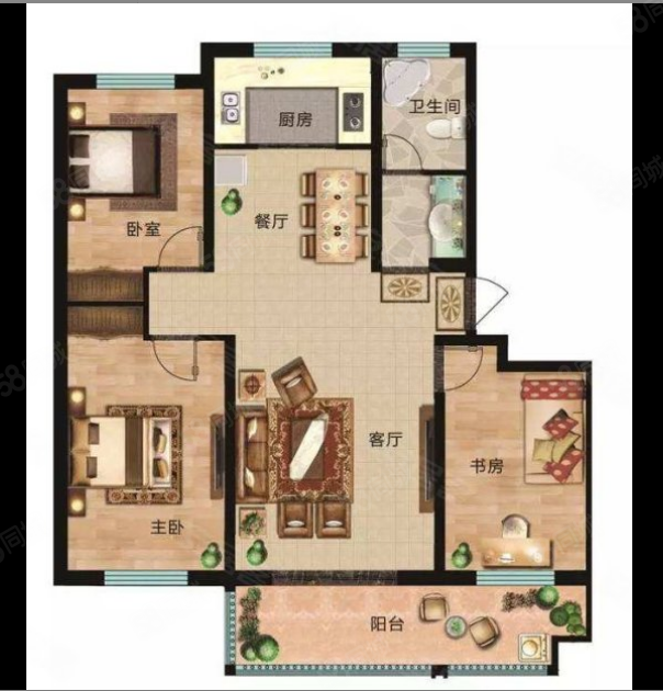 金悦花园3室2厅1卫126.89㎡南北109万