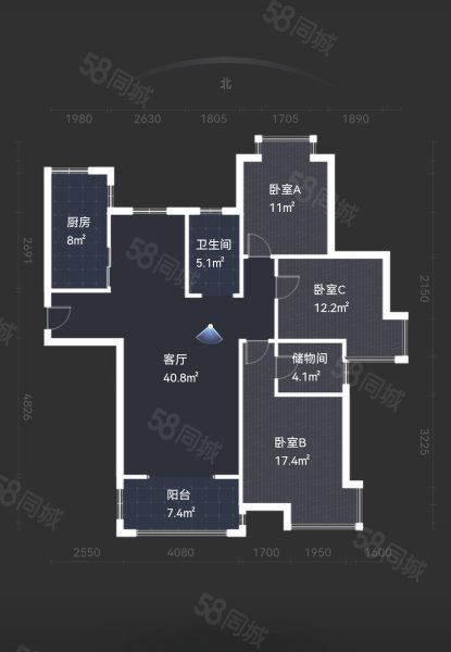 雨润香水百合(东区)3室2厅2卫130㎡南北103.8万