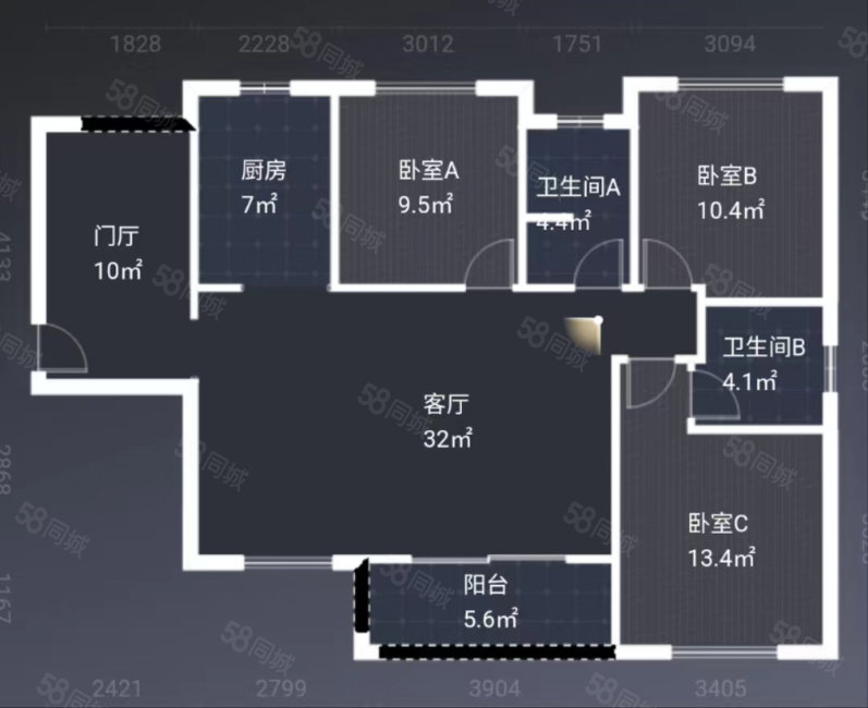 凯尔花缇紫郡4室2厅2卫120㎡南北82.8万