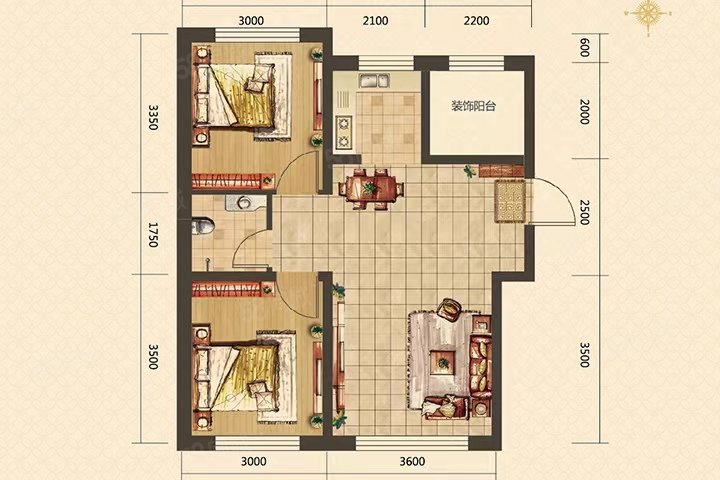 翰林华庭2室2厅1卫80㎡南北39.8万