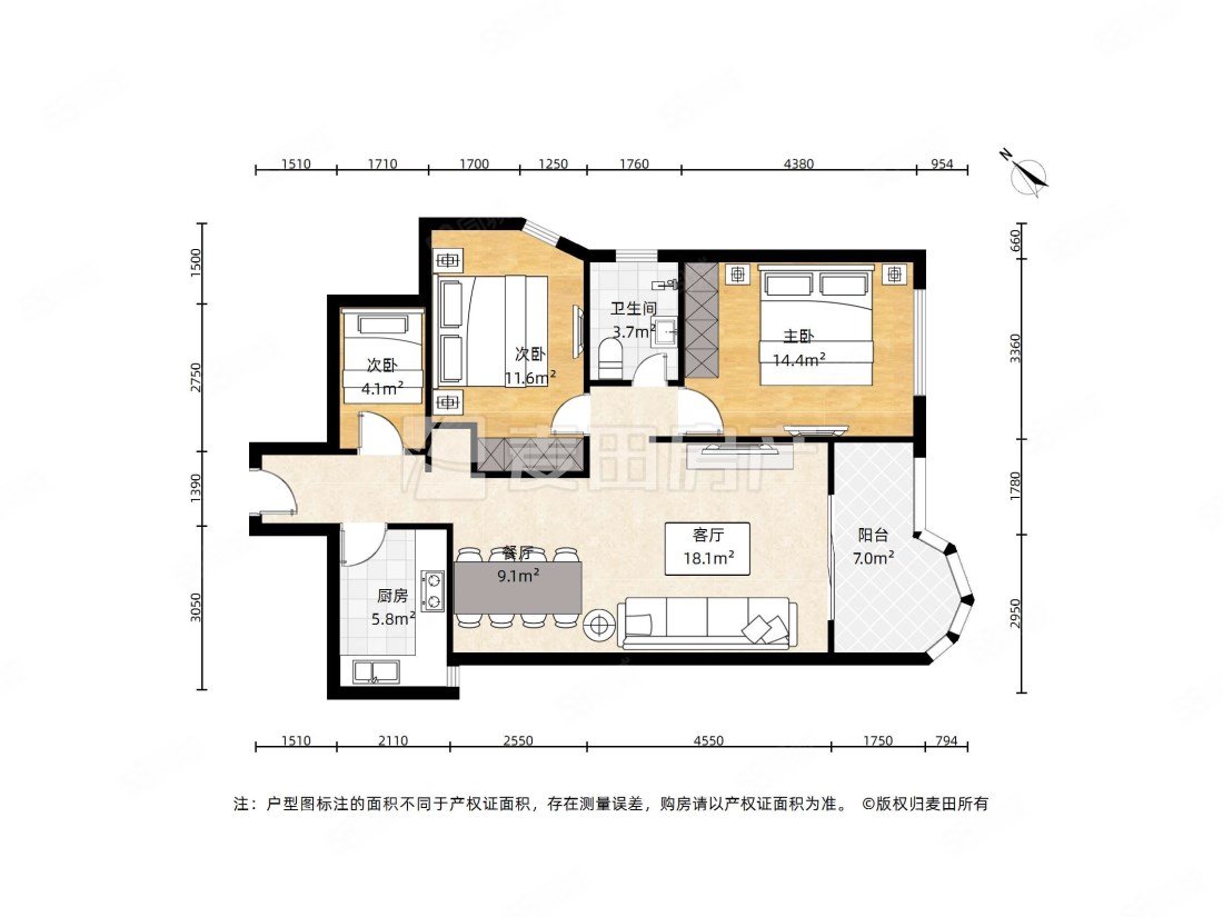 彼岸Patio2室2厅2卫100.2㎡东北349万