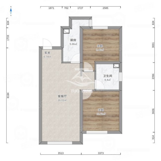 中海寰宇天下2室1厅1卫89㎡南北119.8万