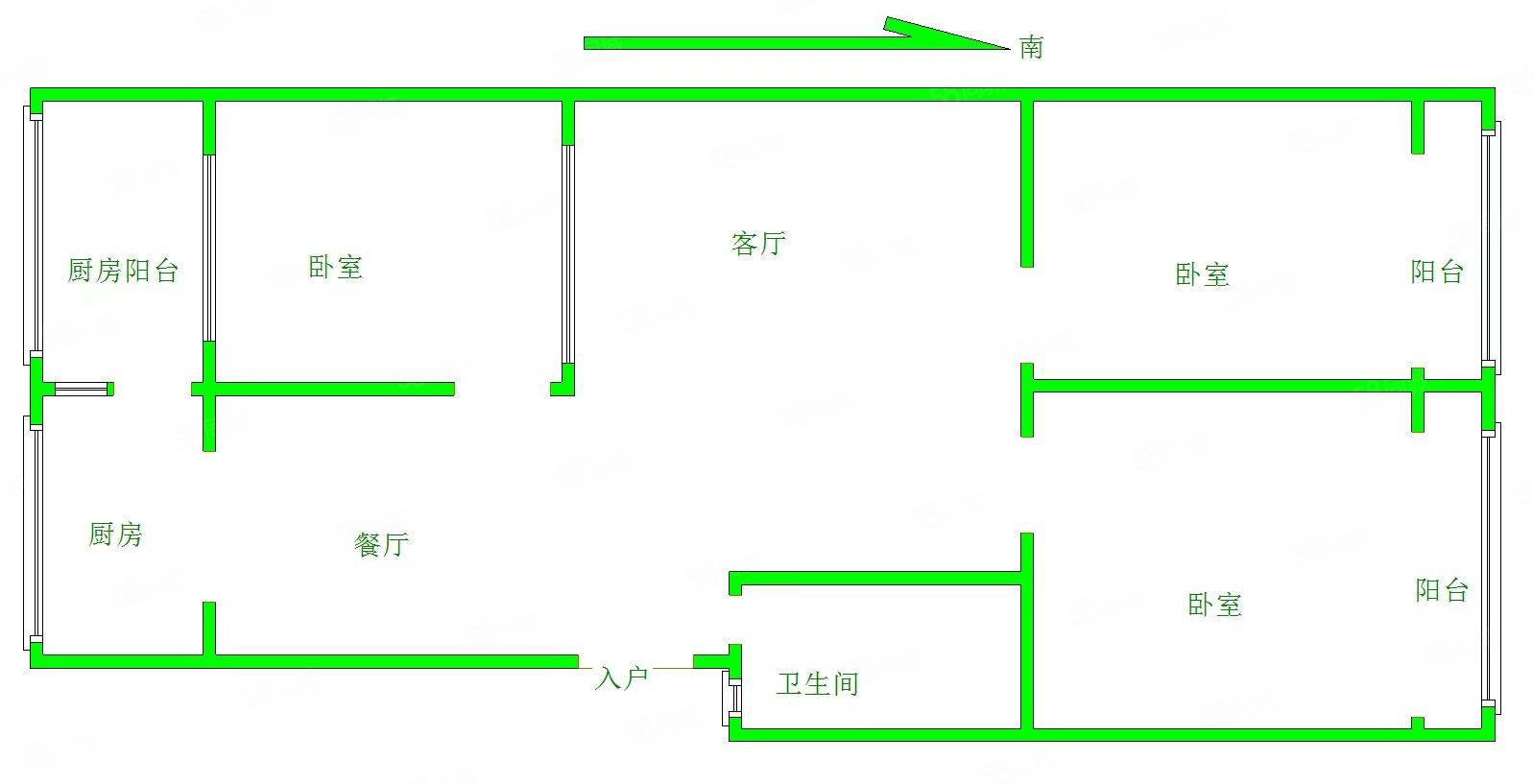 景山花园3室2厅1卫115㎡南北99.8万