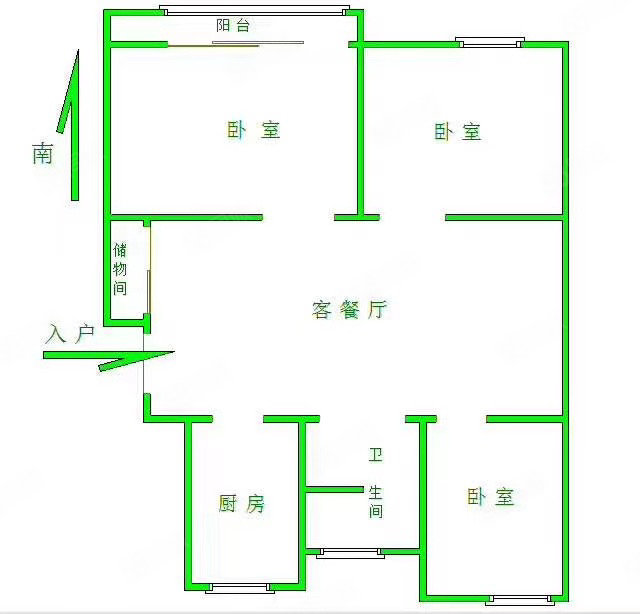 新安花苑三区(东区1-182)3室2厅1卫89.66㎡南北102万