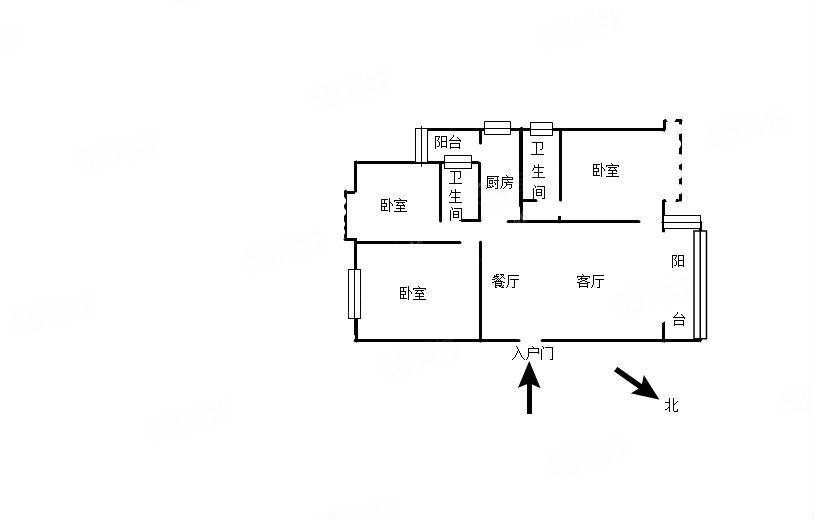 香樟俊园(2期)3室2厅2卫112.64㎡南北190万