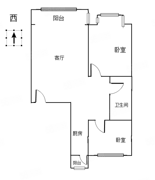 松浦观江国际(B区)2室2厅1卫106.55㎡东西70万