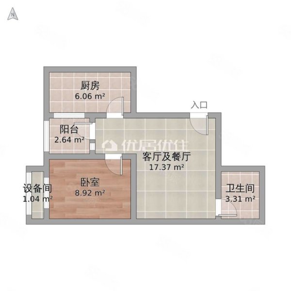 重庆国际家纺城绣色C区1室1厅1卫48㎡南北48万