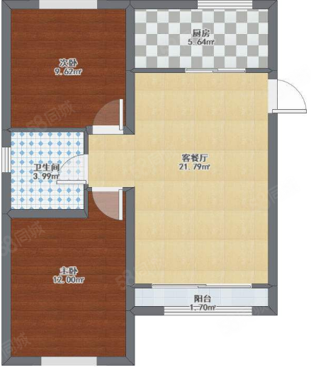 卧龙巷小区2室1厅1卫74.19㎡南北73.9万