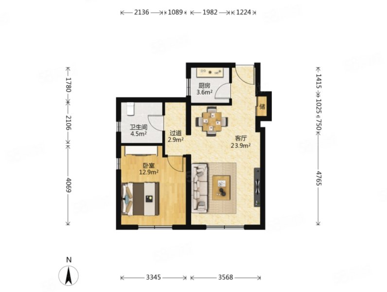 珠江骏景北区1室1厅1卫72.03㎡南479万