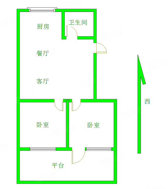 大世界小区2室2厅1卫88㎡东西59.8万