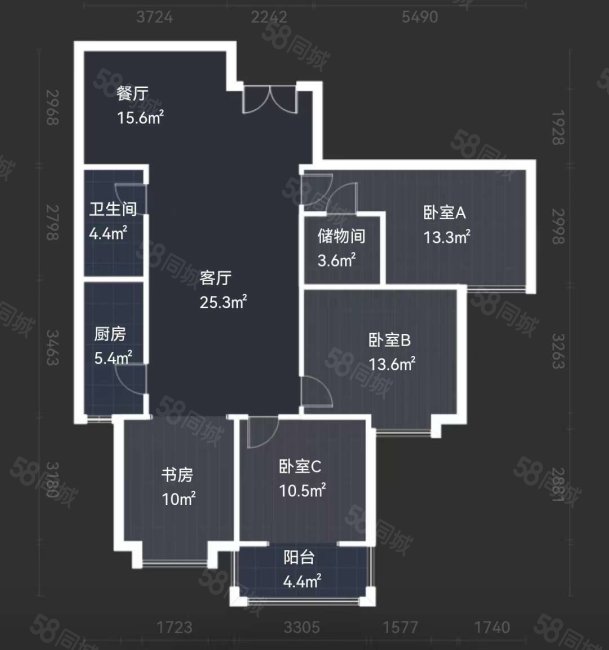 万强艺术家4室2厅2卫140㎡南155万