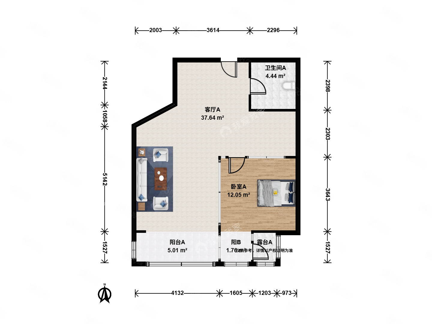 華杰大廈1室1廳1衛(wèi)112.72㎡南486萬