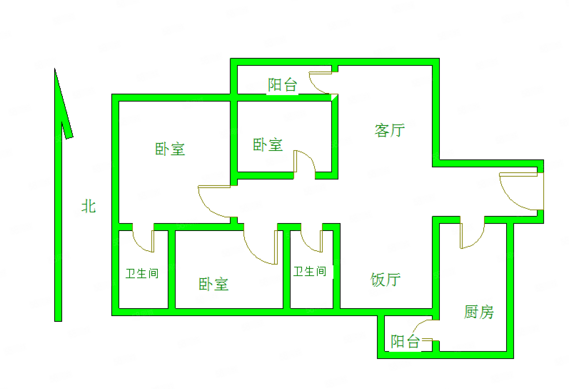 凤山水岸(一期)3室2厅2卫138㎡西北120万