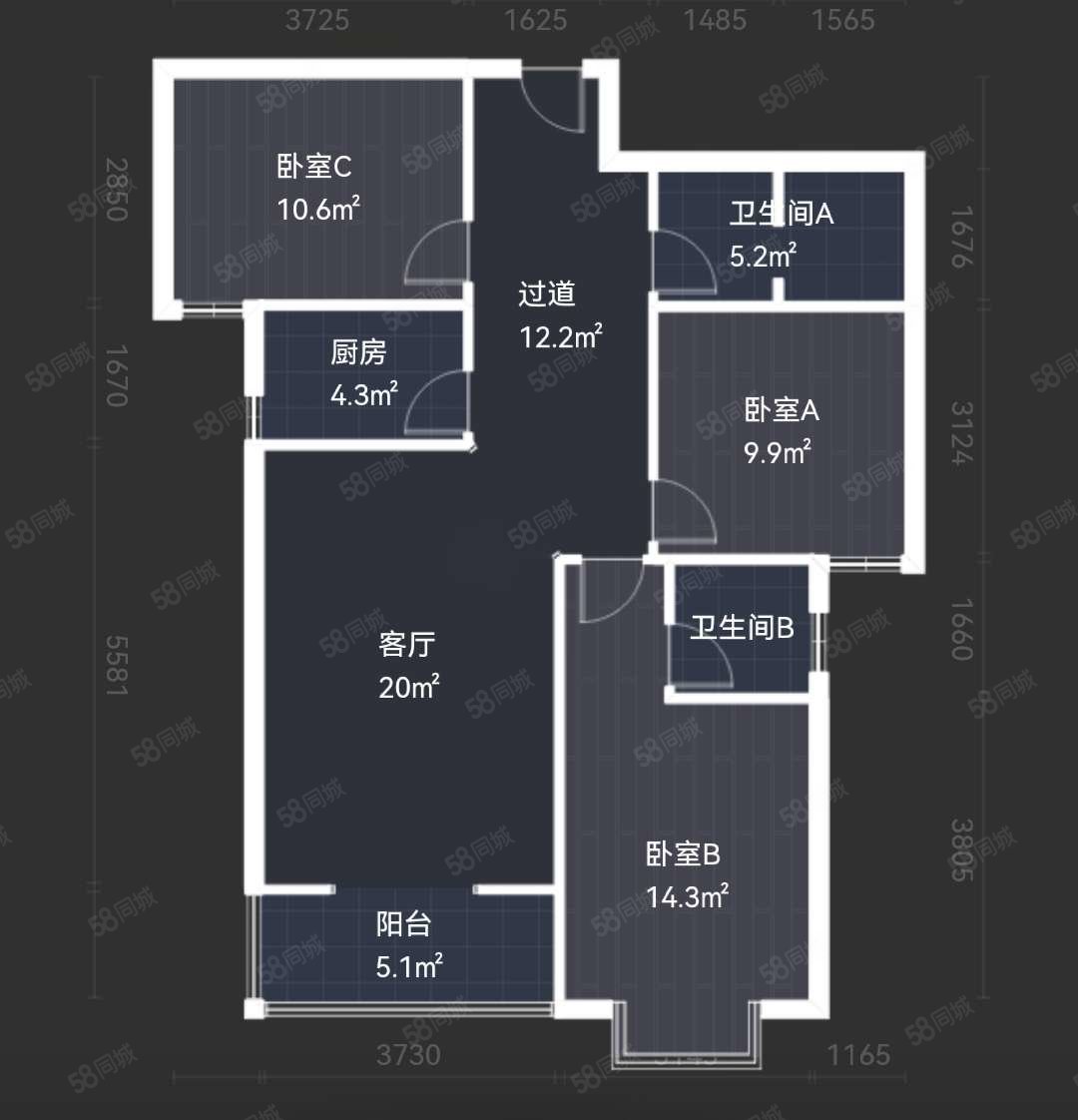 福锦花园3室2厅2卫111㎡南北98万