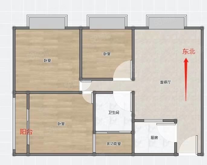 奥城大城际3室2厅1卫82㎡南北55.8万