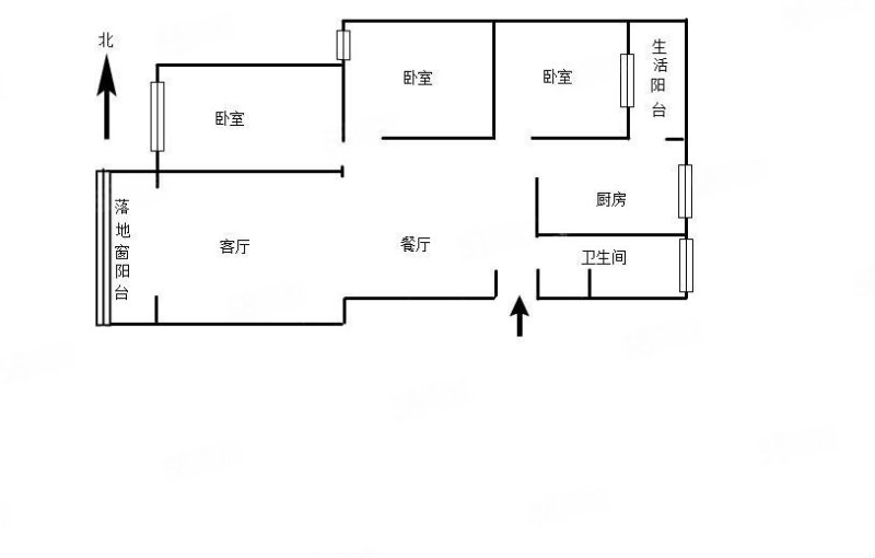 汇东骏园3室2厅1卫110㎡南北53万