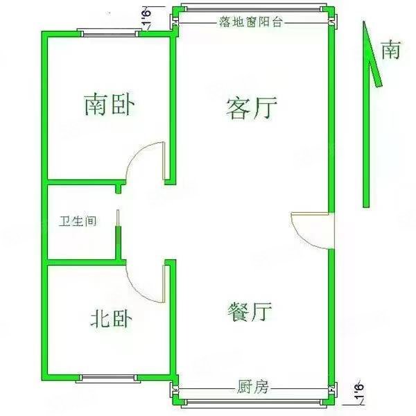 高德花园三号小区2室1厅1卫60㎡南北11万