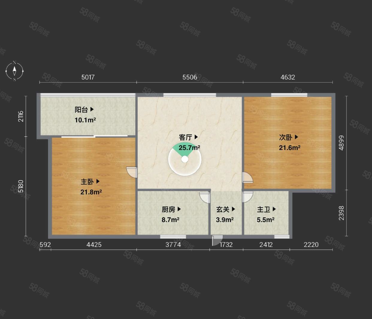 查家湾23号小区2室1厅1卫58㎡南北5万