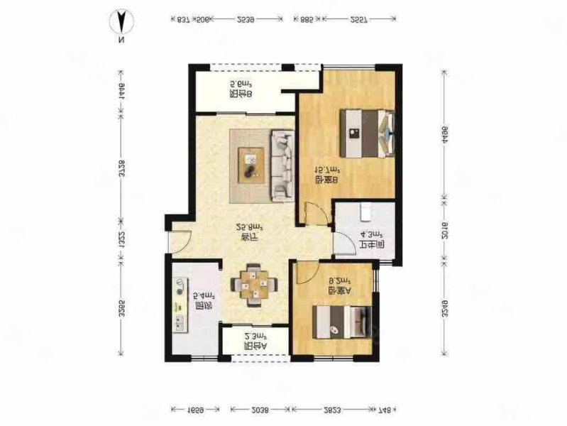 新里魏玛公馆2室1厅1卫90.98㎡南北245万