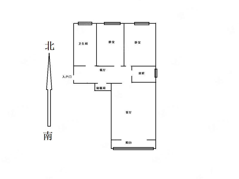 鼓楼西区2室2厅1卫63.14㎡南北175万