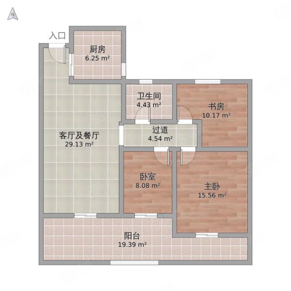 北港绿园3室2厅2卫124㎡南北55万