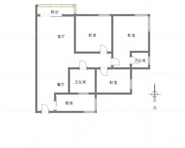 春江花月3室2厅2卫116㎡南北62万