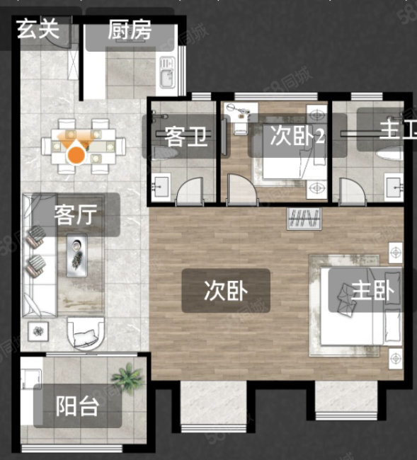 路劲城市印象3室2厅2卫108.07㎡南130万