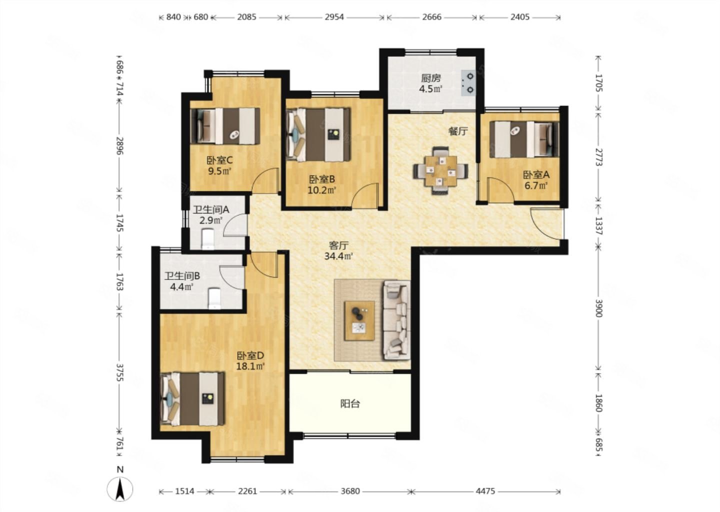 单价8字头大四房两卫东方城二区中间楼层随时看房