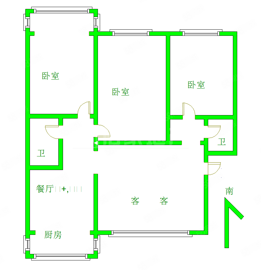 今典花园3室2厅1卫109.43㎡南北67万