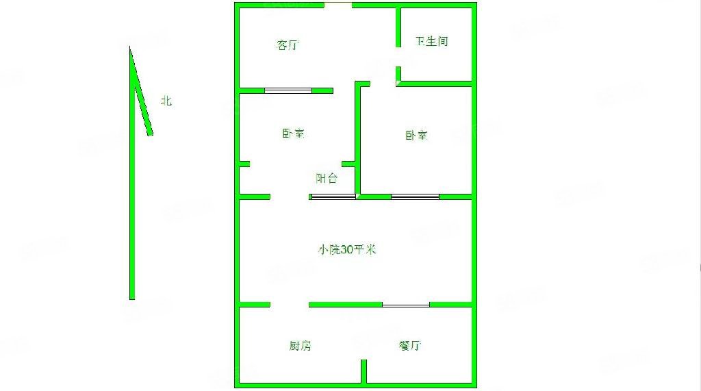 阳光小区(向阳北大街)2室1厅1卫53㎡南北51万