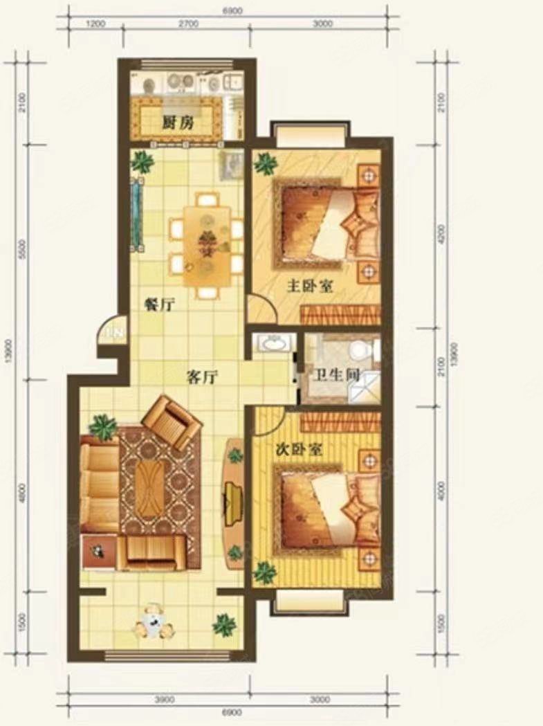 嘉鸿园2室2厅1卫72㎡南北65万