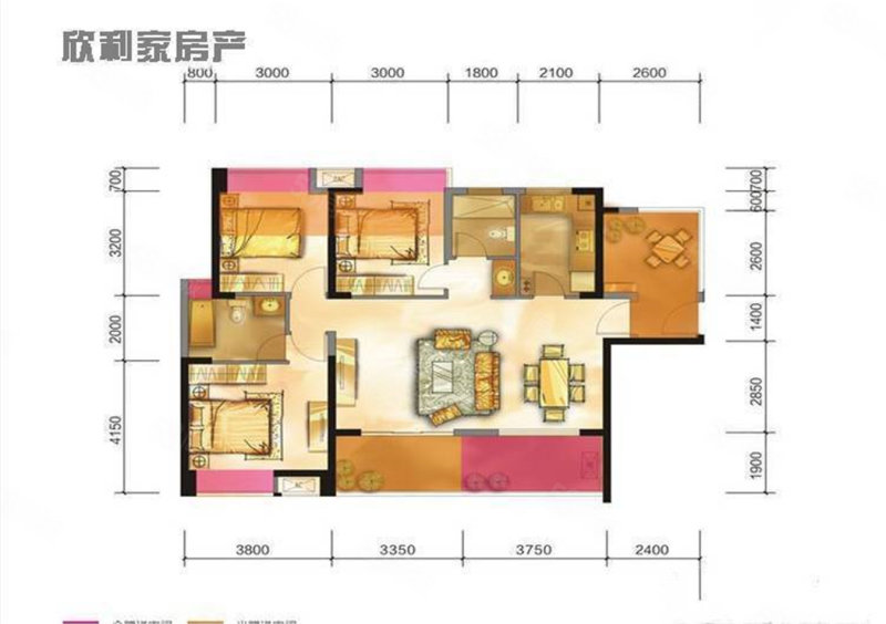 花样年龙年国际中心(二期)3室2厅2卫110.22㎡南北110万