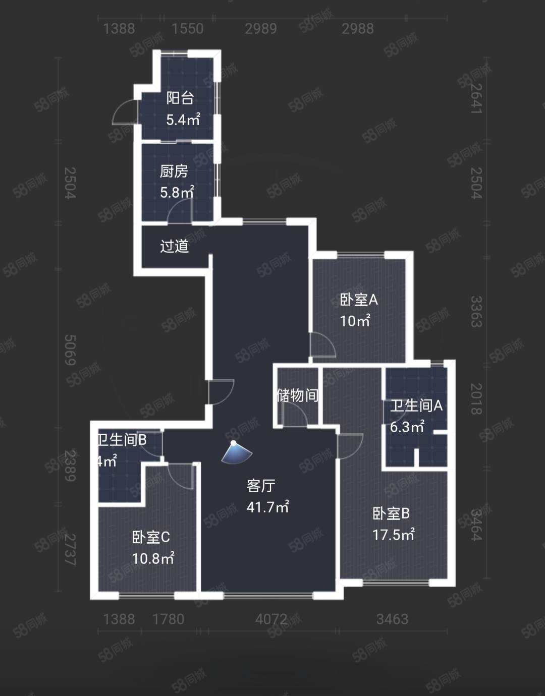 金地峯汇3室2厅2卫140.07㎡南北400万